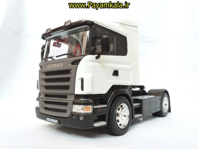 (بدون جعبه) ماکت تریلی اسکانیا (SCANIA R470) بزرگ 1:32ساخت WELLY (رنگ سفید)