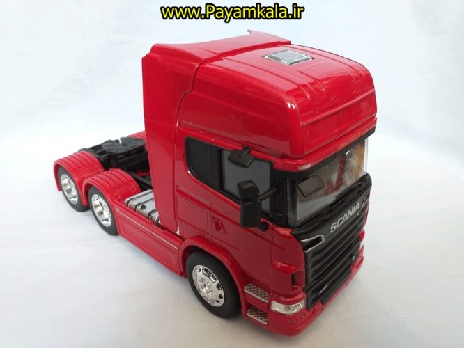 (بدون جعبه) ماکت تریلی اسکانیا (SCANIA V8 R730) بزرگ 1:32ساخت WELLY (رنگ قرمز)