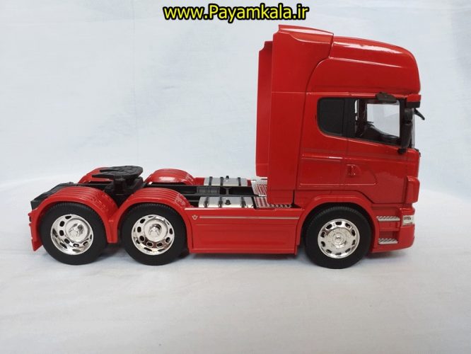 (بدون جعبه) ماکت تریلی اسکانیا (SCANIA V8 R730) بزرگ 1:32ساخت WELLY (رنگ قرمز)