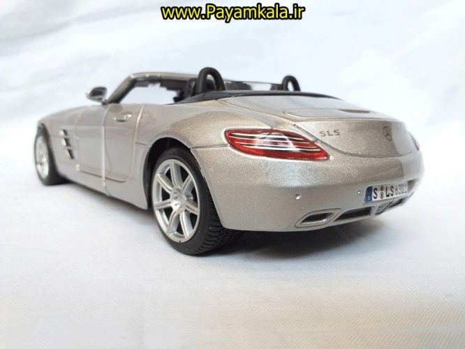 ماکت فلزی اسباب بازی مرسدس بنز SLS AMO Roadster بزرگ (1:24)( Mercedes -Benz SLS AMO ROadster ) ساخت مایستو رنگ نقره ای