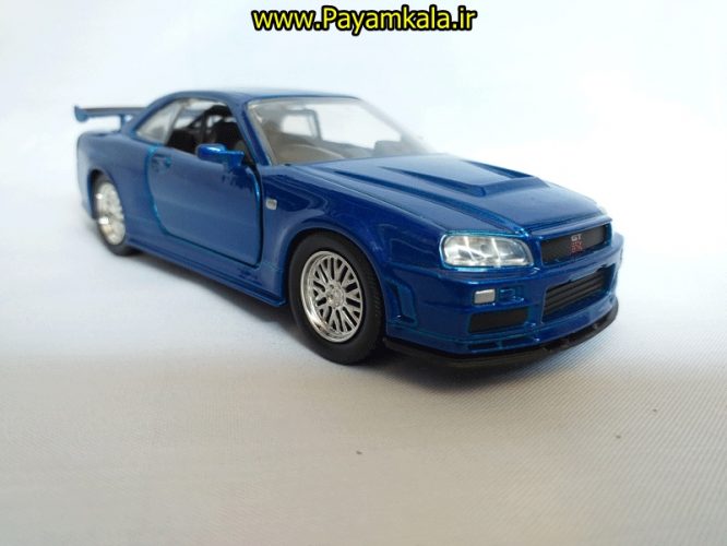 (بی جعبه) ماکت نیسان (2002 (NISSAN SKYLINE GT-R(R34) سریع و خشن آبی