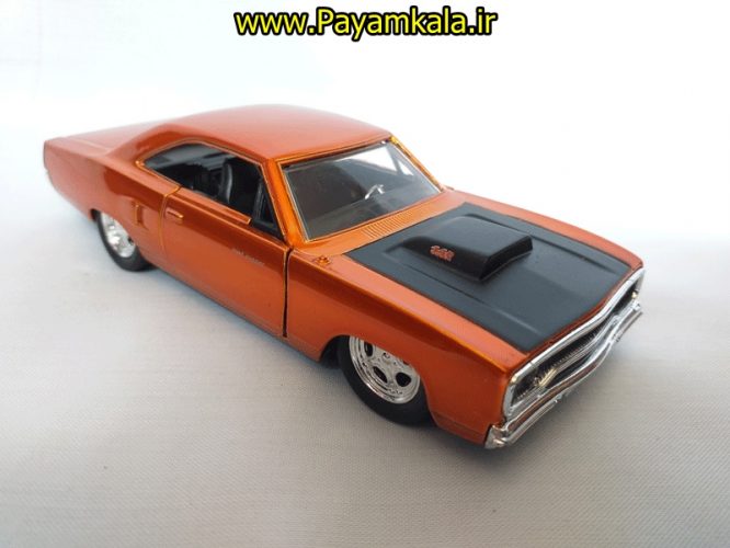 (جعبه دار) ماکت پلیموث(PLYMOUTH ROAD RUNNER 1970 BY JADA) نارنجی