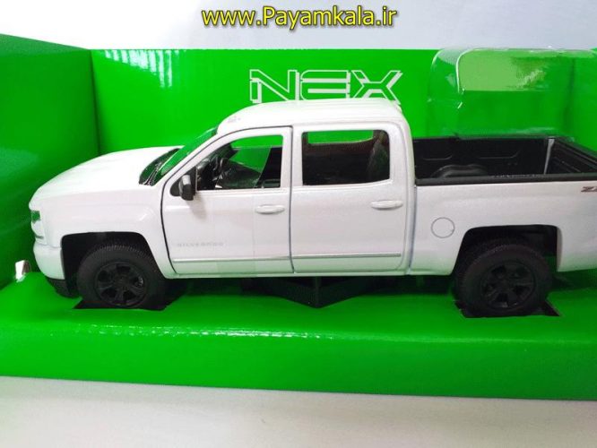 ماکت وانت شورلت سیلورادو 1:24(2017CHEVROLET SILVERADO BY WELLY)سفید