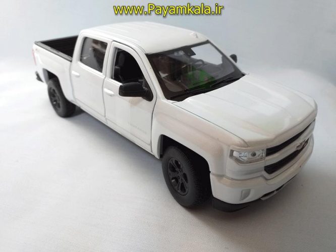 ماکت وانت شورلت سیلورادو 1:24(2017CHEVROLET SILVERADO BY WELLY)سفید