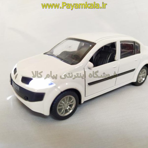 ماشین فلزی رنو مگان موزیکال-چراغدار فلزی (RENAULT MEGANE) سفید