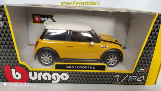 ماکت 1:24مینی کوپر(MINI COOPER S BY BURAGO) زرد