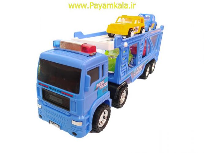 ماشین اسباب بازی کامیون حمل خودرو قدرتی آبی (DORJ TOY)