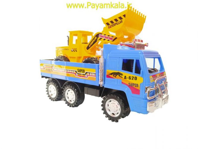 ماشین اسباب بازی کامیون حمل لودر آبی (DORJ TOY)