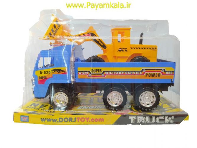 ماشین اسباب بازی کامیون حمل لودر آبی (DORJ TOY)