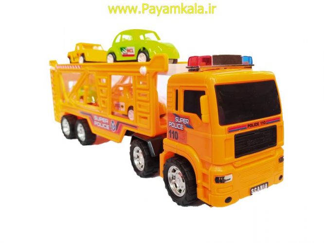 ماشین اسباب بازی کامیون حمل خودرو قدرتی نارنجی (DORJ TOY)