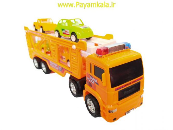 ماشین اسباب بازی کامیون حمل خودرو قدرتی نارنجی (DORJ TOY)