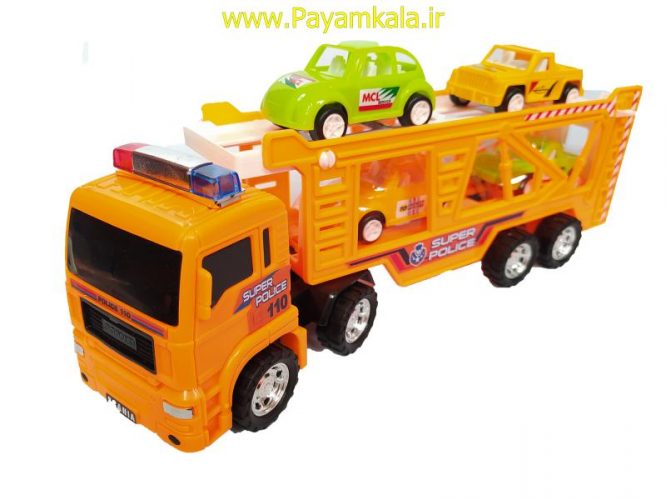 ماشین اسباب بازی کامیون حمل خودرو قدرتی نارنجی (DORJ TOY)