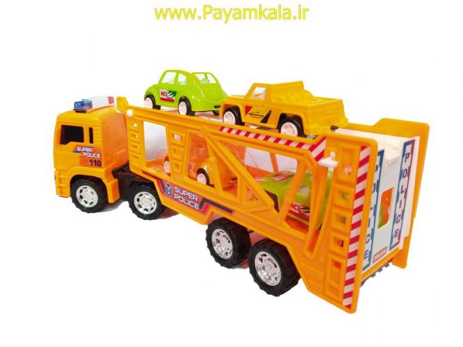 ماشین اسباب بازی کامیون حمل خودرو قدرتی نارنجی (DORJ TOY)