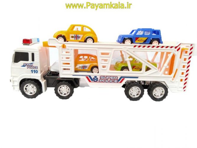 ماشین اسباب بازی کامیون حمل خودرو قدرتی سفید(DORJ TOY)