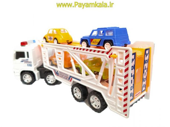 ماشین اسباب بازی کامیون حمل خودرو قدرتی سفید(DORJ TOY)