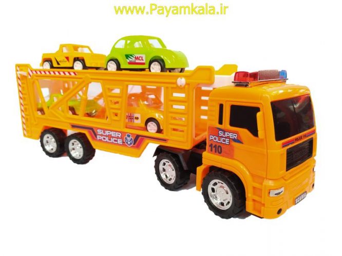 ماشین اسباب بازی کامیون حمل خودرو قدرتی نارنجی (DORJ TOY)