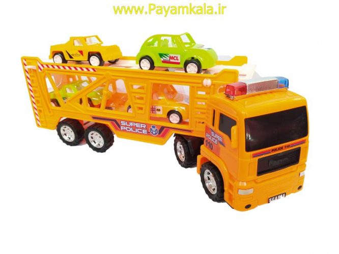 ماشین اسباب بازی کامیون حمل خودرو قدرتی نارنجی (DORJ TOY)