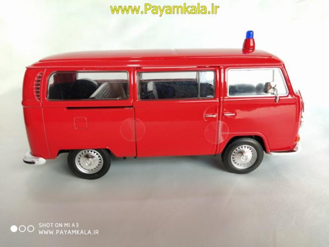 ماکت ماشین فلزی فولکس (1:24)(1972 VW BUS T2 BY WELLY) قرمز