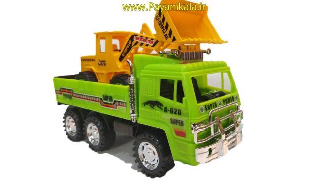 ماشین اسباب بازی کامیون حمل لودر سبز (DORJ TOY)