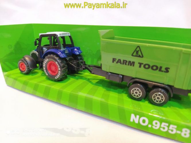 ماکت تراکتور فلزی +حمل ابزارآلات مزرعه(FARM TRUCK) آبی