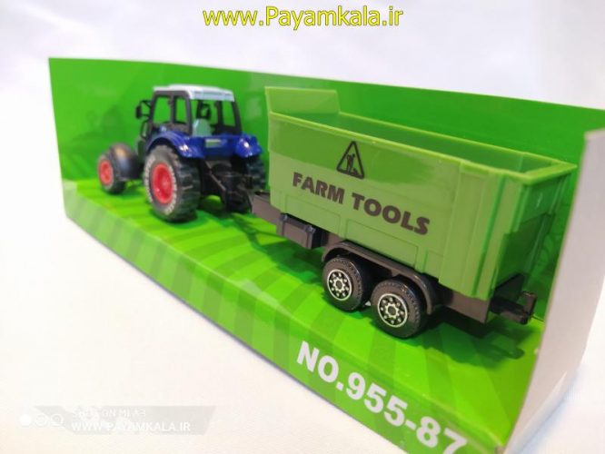 ماکت تراکتور فلزی +حمل ابزارآلات مزرعه(FARM TRUCK) آبی