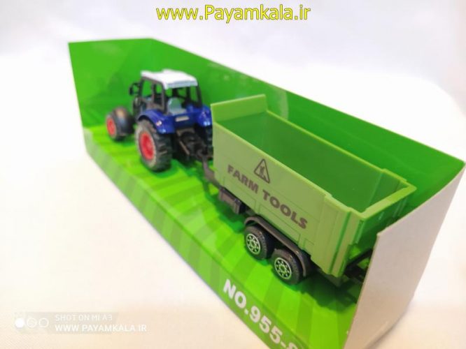 ماکت تراکتور فلزی +حمل ابزارآلات مزرعه(FARM TRUCK) آبی