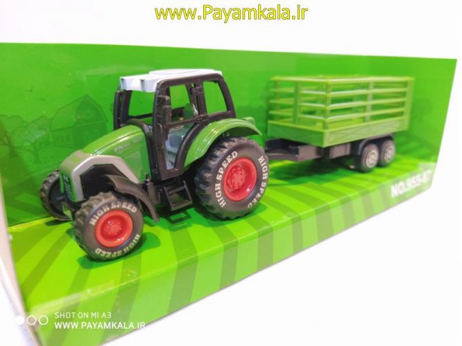 ماکت تراکتور فلزی + حمل علوفه(FARM TRUCK) سبز