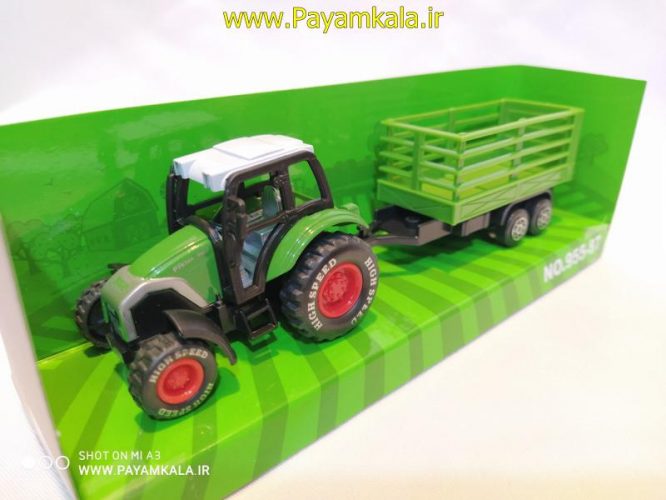 ماکت تراکتور فلزی + حمل علوفه(FARM TRUCK) سبز