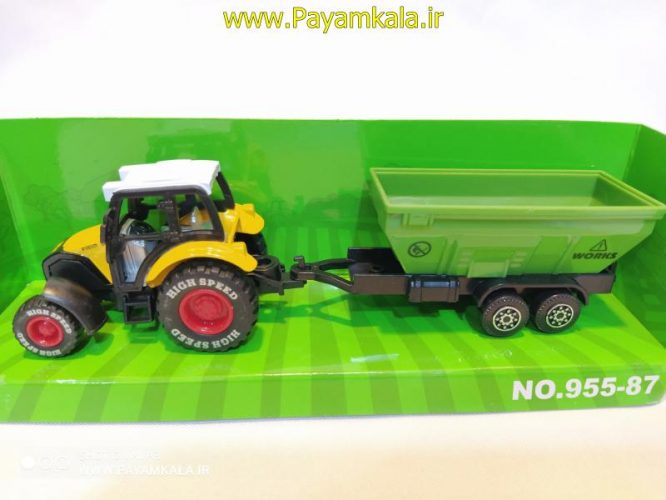 ماکت تراکتور فلزی + حمل شن (FARM TRUCK) زرد