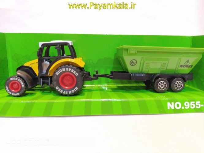 ماکت تراکتور فلزی + حمل شن (FARM TRUCK) زرد