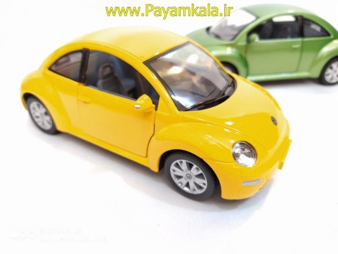 ماشین اسباب بازی فولکس نیوبیتل(VOLKSWAGEN NEW BEETLE BY KINSMART) زرد