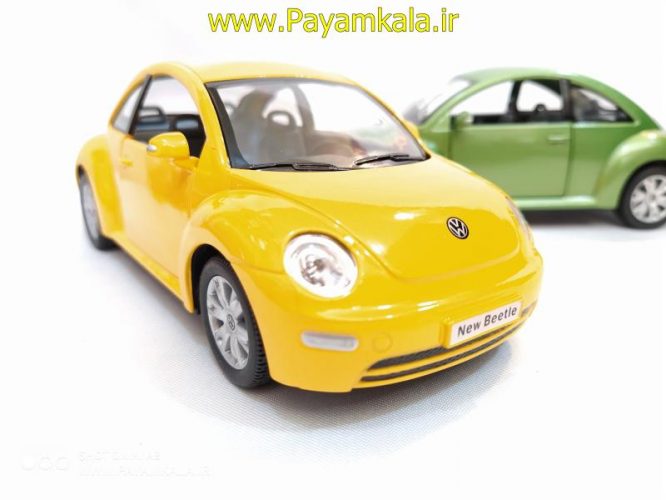 ماشین اسباب بازی فولکس نیوبیتل(VOLKSWAGEN NEW BEETLE BY KINSMART) زرد