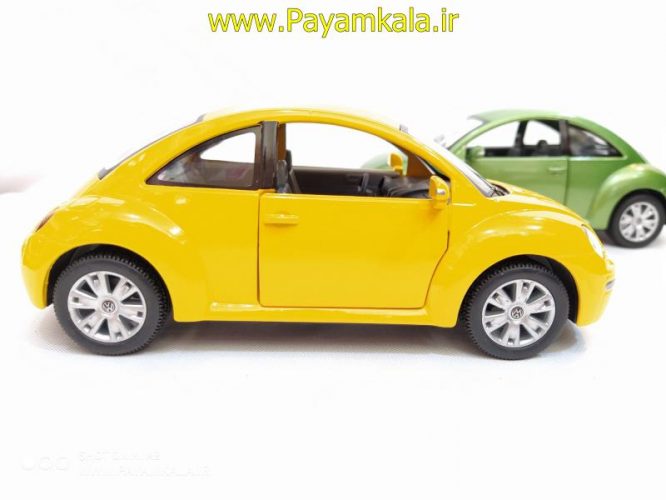 ماشین اسباب بازی فولکس نیوبیتل(VOLKSWAGEN NEW BEETLE BY KINSMART) زرد