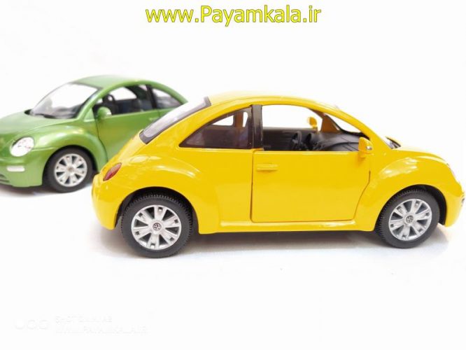 ماشین اسباب بازی فولکس نیوبیتل(VOLKSWAGEN NEW BEETLE BY KINSMART) زرد