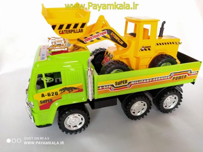 ماشین اسباب بازی کامیون حمل لودر سبز (DORJ TOY)