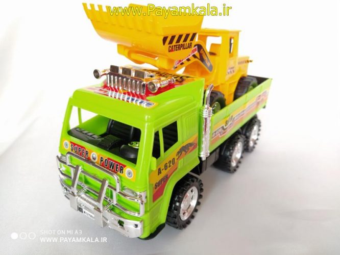 ماشین اسباب بازی کامیون حمل لودر سبز (DORJ TOY)