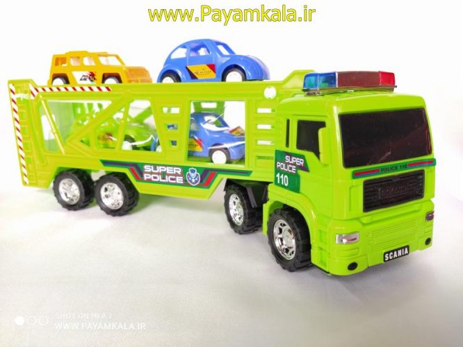 ماشین اسباب بازی کامیون حمل خودرو قدرتی سبز (DORJ TOY)