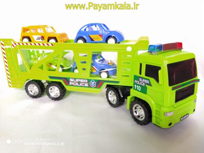 ماشین اسباب بازی کامیون حمل خودرو قدرتی سبز (DORJ TOY)