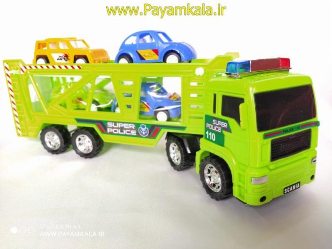 ماشین اسباب بازی کامیون حمل خودرو قدرتی سبز (DORJ TOY)