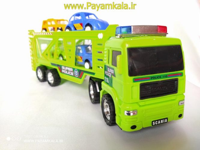 ماشین اسباب بازی کامیون حمل خودرو قدرتی سبز (DORJ TOY)