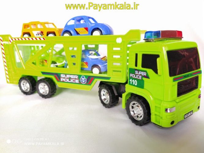 ماشین اسباب بازی کامیون حمل خودرو قدرتی سبز (DORJ TOY)