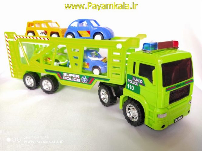 ماشین اسباب بازی کامیون حمل خودرو قدرتی سبز (DORJ TOY)