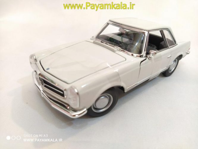 ماکت ماشین فلزی مرسدس بنز (1:24)(MERCEDES-BENZ 230SL1963 BY WELLY) سفید