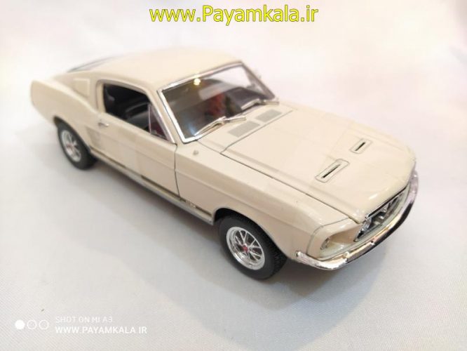 ماکت ماشین فلزی فورد موستانگ (1:24)(1967 FORD MUSTANG GT BY WELLY) کرم