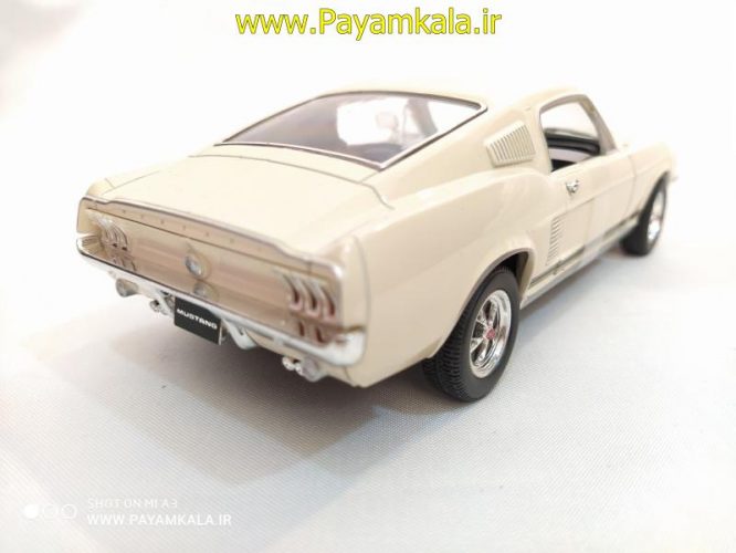 ماکت ماشین فلزی فورد موستانگ (1:24)(1967 FORD MUSTANG GT BY WELLY) کرم