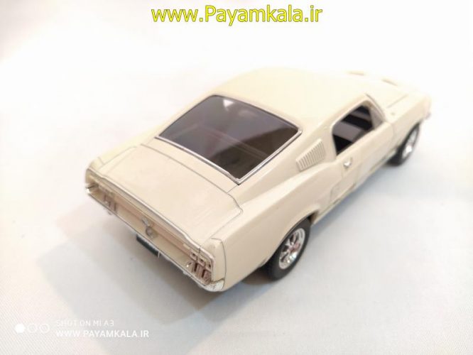 ماکت ماشین فلزی فورد موستانگ (1:24)(1967 FORD MUSTANG GT BY WELLY) کرم