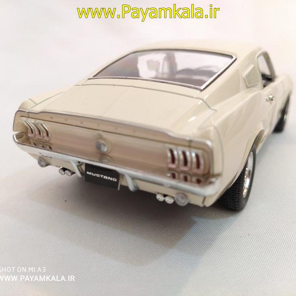 ماکت ماشین فلزی فورد موستانگ (1:24)(1967 FORD MUSTANG GT BY WELLY) کرم