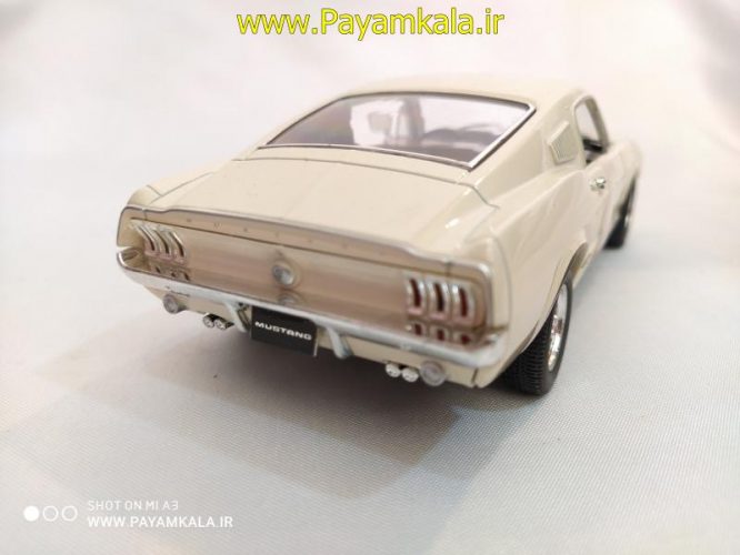 ماکت ماشین فلزی فورد موستانگ (1:24)(1967 FORD MUSTANG GT BY WELLY) کرم