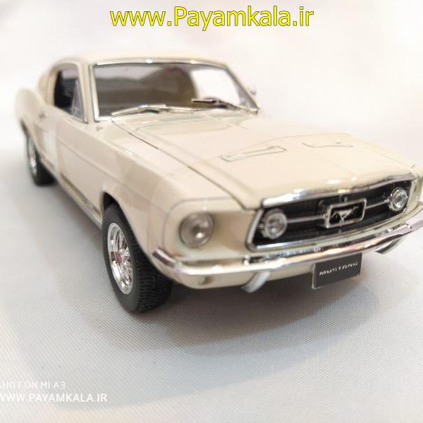 ماکت ماشین فلزی فورد موستانگ (1:24)(1967 FORD MUSTANG GT BY WELLY) کرم