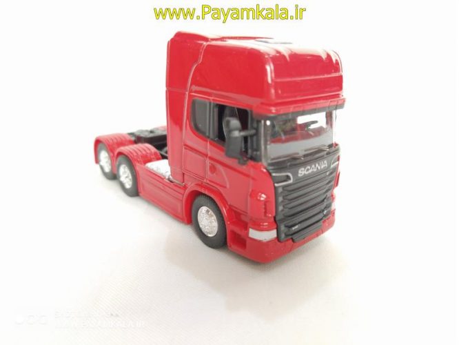 ماشین اسباب بازی تریلی اسکانیا(SCANIA V8 R730) ساخت WELLY قرمز(1:64)